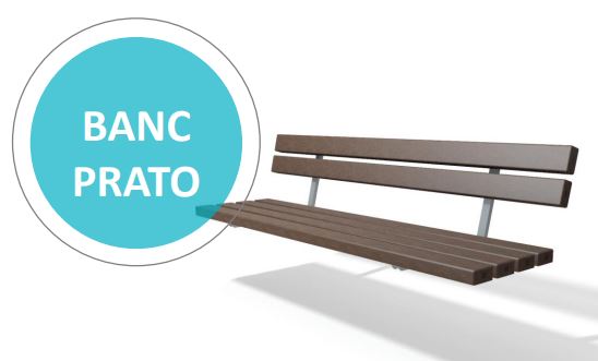 Banc public en plastique recyclé hanit - PRATO - marron, sans pieds, 200 cm - armature en acier zingué_0