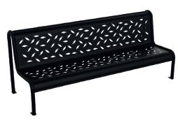 Banc public RUJAN en acier galvanisé - Réf. 1040 - perforé et peint en noir_0