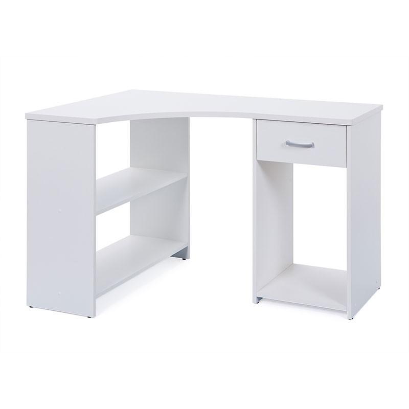 Bureau informatique d'angle Nael 118 cm blanc - Paris Prix - pratique et fonctionnel avec glissières métalliques_0