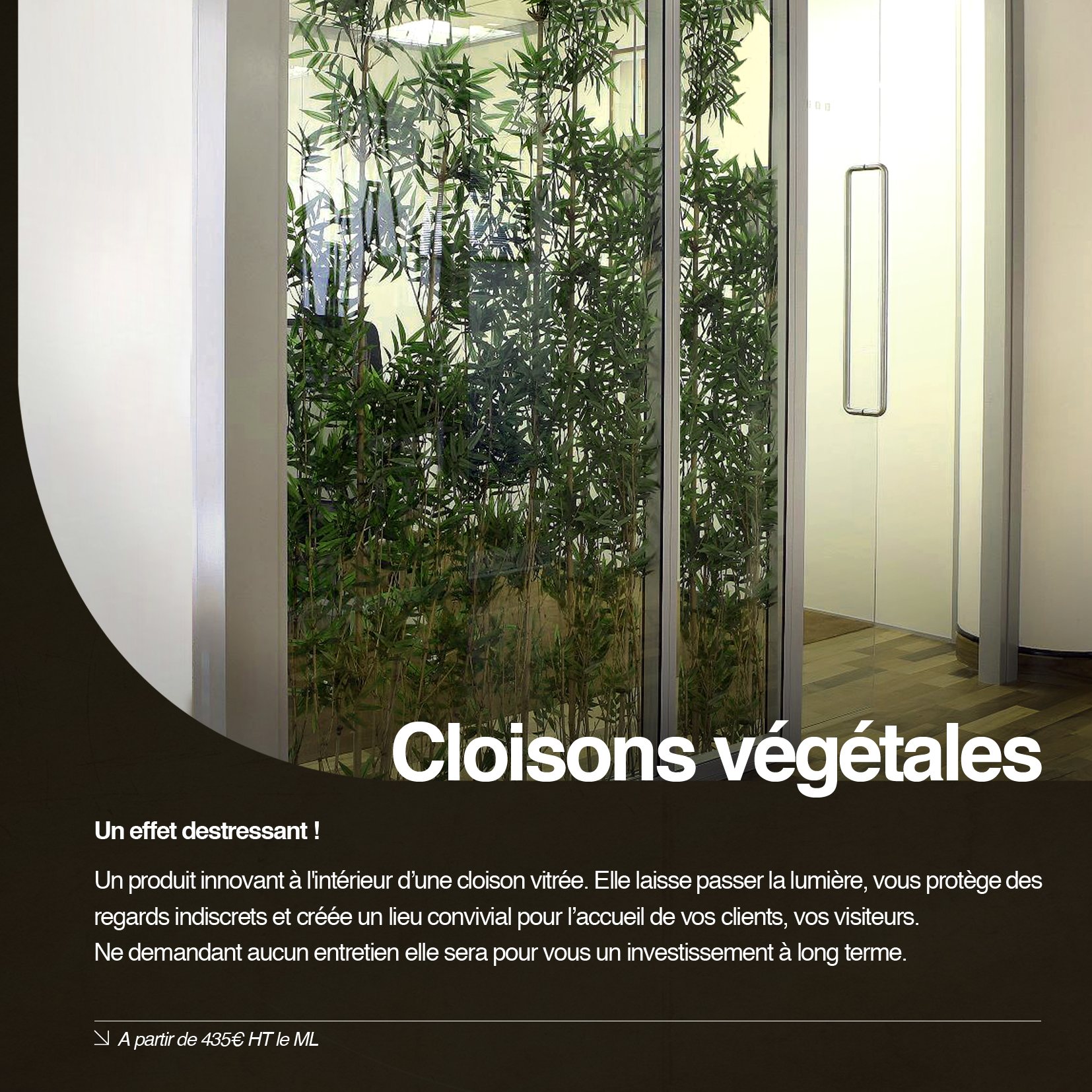 Cloison de bureau en bambous semi-naturels - Hauteur 1,7m/1,9m - Vendu au mètre linéaire_0