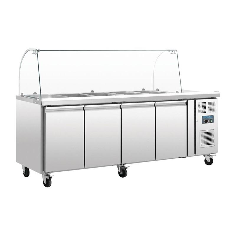 Comptoir de préparation réfrigéré gn avec pare-haleine série u 4 portes - CT395_0