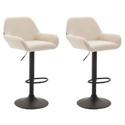 Décoshop26 - Lot de 2 tabourets de bar moderne et confortable en synthétique crème pieds trompette en métal noir TDB10218 - noir 3000892269605_0
