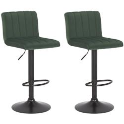 Décoshop26 - Lot de 2 tabourets de bar pivotant hauteur réglable assise surpiqué en velours vert et métal noir 10_0004228 - noir 3000251997637_0