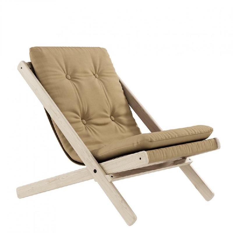 Fauteuil futon Boogie - Hêtre massif naturel - Coloris beige blé - Design compact et confortable_0