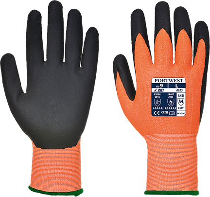Gants anti-coupures orange et noir - Niveau D - Haute visibilité - Référence A625O8RL_0
