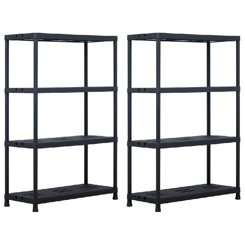 Helloshop26 - Étagères de rangement 2 pièces 220 kg 90 x 40 x 138 cm plastique noir 02_0000668 - noir 3000069961530_0