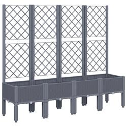 Helloshop26 - Jardinière bac lit surélevé plantes fleurs terrasse jardin avec treillis 160 x 40 x 142 cm PP gris 02_0038267 - 3000214160696_0