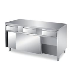 L2G Meuble bas centrale 2 portes coulissantes inox 85 x 140 x 70 cm L2G - inox TFI.14FLX_0