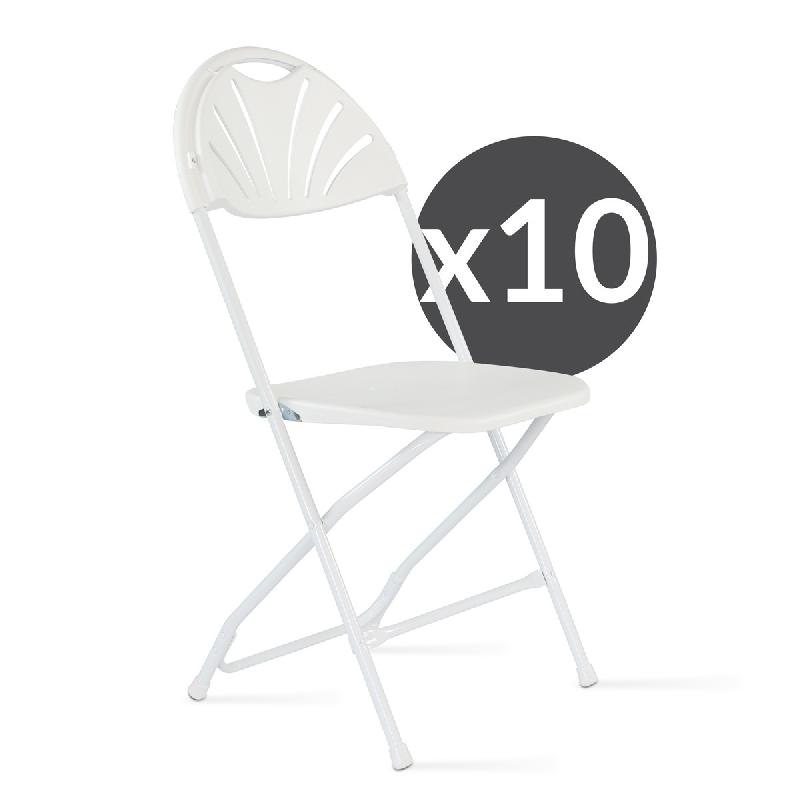 Lot de 10 chaises pliantes ajourées - structure en acier époxy - usage intérieur/extérieur - charge maximale 110 kg_0
