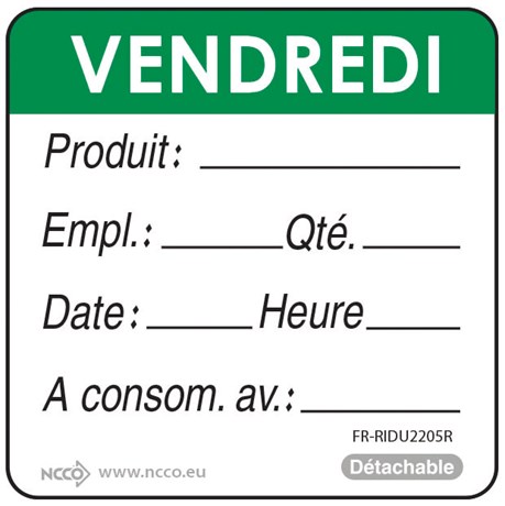 MATFER - ROULEAU DE 500 ÉTIQUETTE VENDREDI VERT - 257005