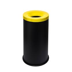 Medial International Grisù color Corbeille anti-feu avec couvercle coloré Acier Noir-Jaune Poudré epoxy 90 lt - 770026_0