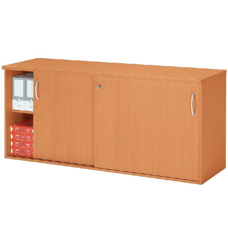 MEUBLE BAS NF ENVIRONNEMENT PORTES COULISSANTES - H.72 X L. 160 X P. 48 CM - CÈDRE - PORTES CÈDRE