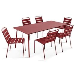 Oviala Business Ensemble table de jardin et 6 chaises en métal pourpre - violet acier 114591_0