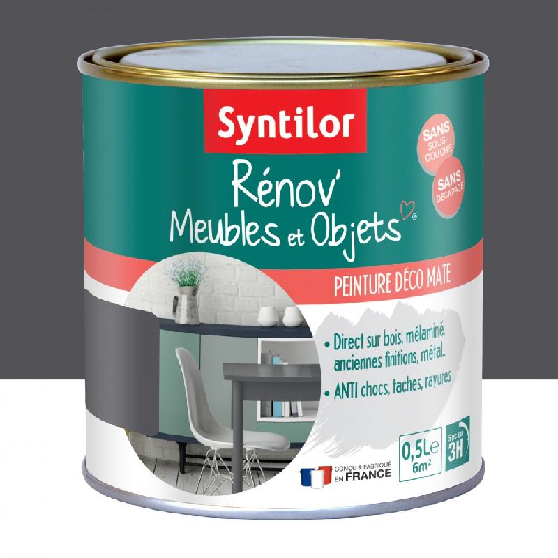 Peinture meuble et boiserie rénov' SYNTILOR - gris design mat - 0.5L - sans sous-couche - couvrant et résistant_0