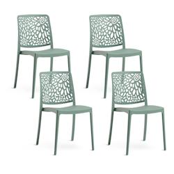RATTATAN Set 4 Chaises Empilables en Polypropylène avec fibre de verre pour Jardin ou intérieur, hydrofuges et résistantes, design moderne - SOLE -_0