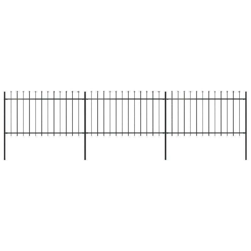 Vidaxl clôture de jardin avec dessus en lance acier 5,1 x 1 m noir 277613_0