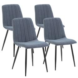 VS Venta-stock Pack 4 chaises Sagi recouvertes de tissu bleu - bleu polyester I22087_0