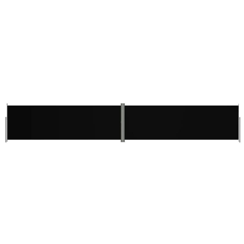 AUVENT PARAVENT STORE BRISE-VUE LATÉRAL RÉTRACTABLE DE PATIO JARDIN TERRASSE BALCON PROTECTION VISUELLE ÉCRAN 200 X 1200 CM NOIR 02_0007445_0