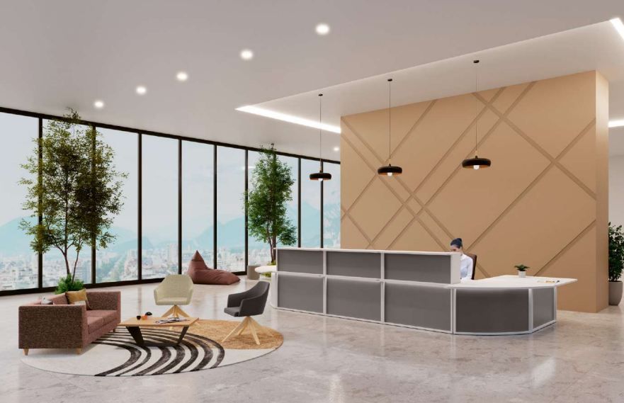Banque d'accueil personnalisable avec éclairage LED - Gamme ÉLÉGANCE - Structure mélaminée haute qualité_0