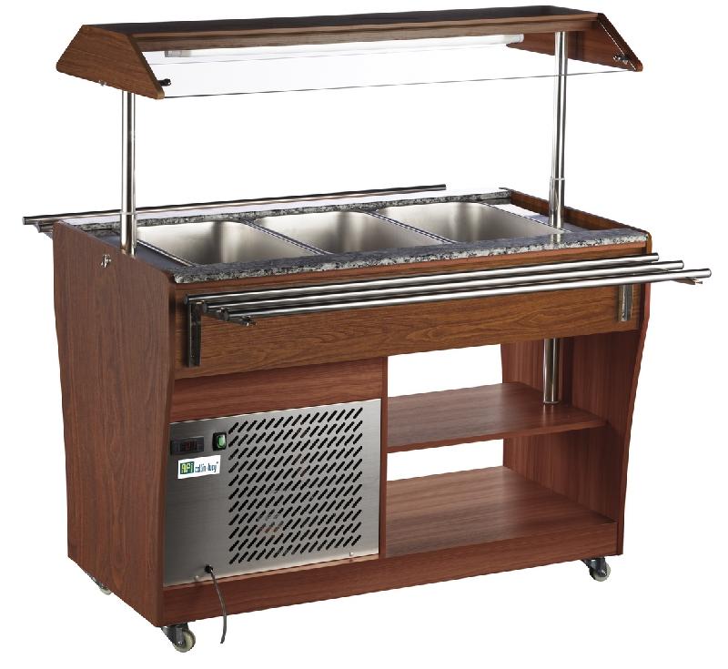 Buffet réfrigéré en bois pour 3 bacs gn1/1 avec rampes de service et dessus granit - RTS-1210L_0