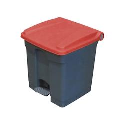 CAMBRO - WBFC30L-158 - Poubelle 30L avec pédale et couvercle - 40,6 x 39,1 x 36,8 cm - BASE GRISE AVEC COUVERCLE ROUGE - gris plastique WBFC30L-158_0