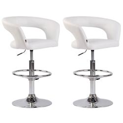 Décoshop26 - Lot de 2 tabourets de bar assise moderne en PVC blanc pieds et repose-pieds en métal chromé 10_0004216 - blanc 3000251988697_0