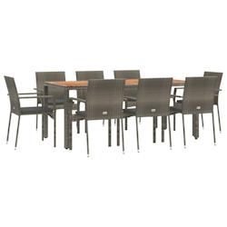 Helloshop26 - Ensemble de salle à manger de jardin meuble extérieur 9 pièces avec coussins gris 02_0014074 - 3000130251539_0