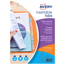 DOUBLE POCHETTES INTERCALAIRES PERFORÉES MULTICOLORES A4 AVERY - POLYPROPYLÈNE 18/100E - 12 ONGLETS - 1 JEU