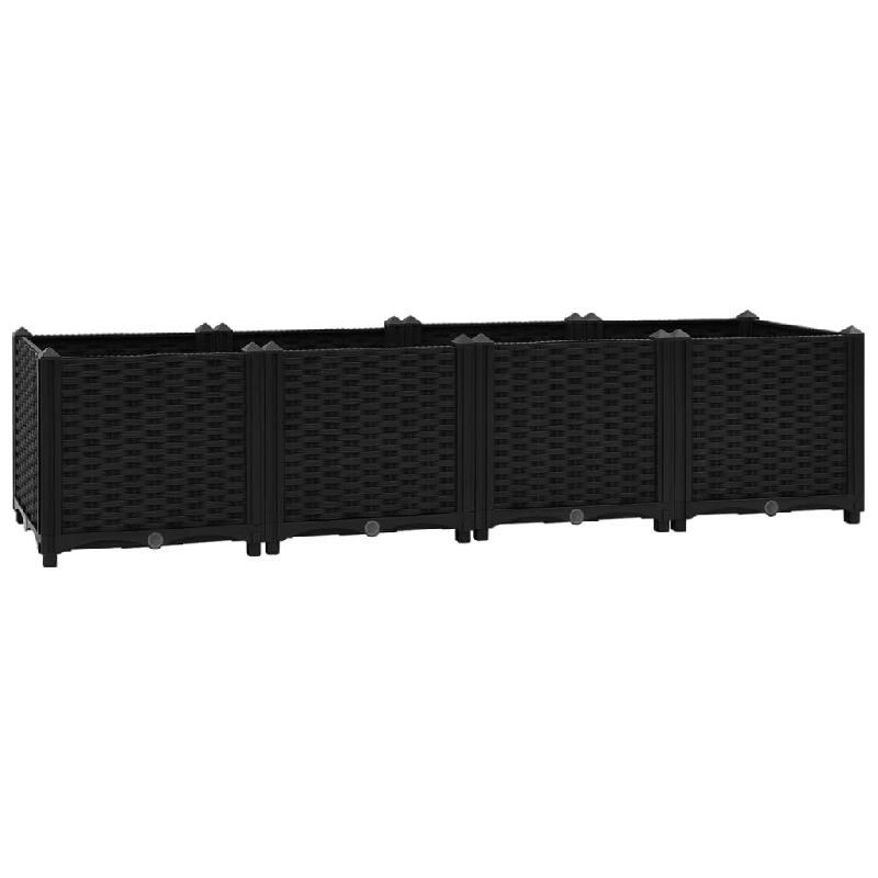 Jardinière lit surélevé en polypropylène noir - 160 x 40 x 38 cm - Plantes, fleurs et jardin - Réf : 02_0000920_0