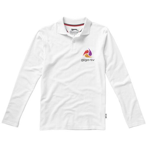 Polo manches longues pour homme - Point 33106012 - Col côte en tricot plat - Maille piquée 100% coton peigné 180 g/m²_0