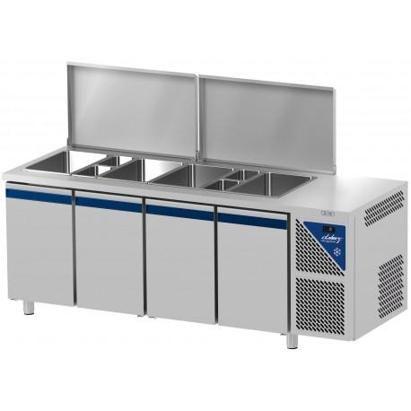 Saladette positive +4/+10°C - sans groupe logé - 5 GN 1/1 - 630 L - 4 portes pleines - profondeur 700 mm - Dalmec - SAL704SGC-2_0