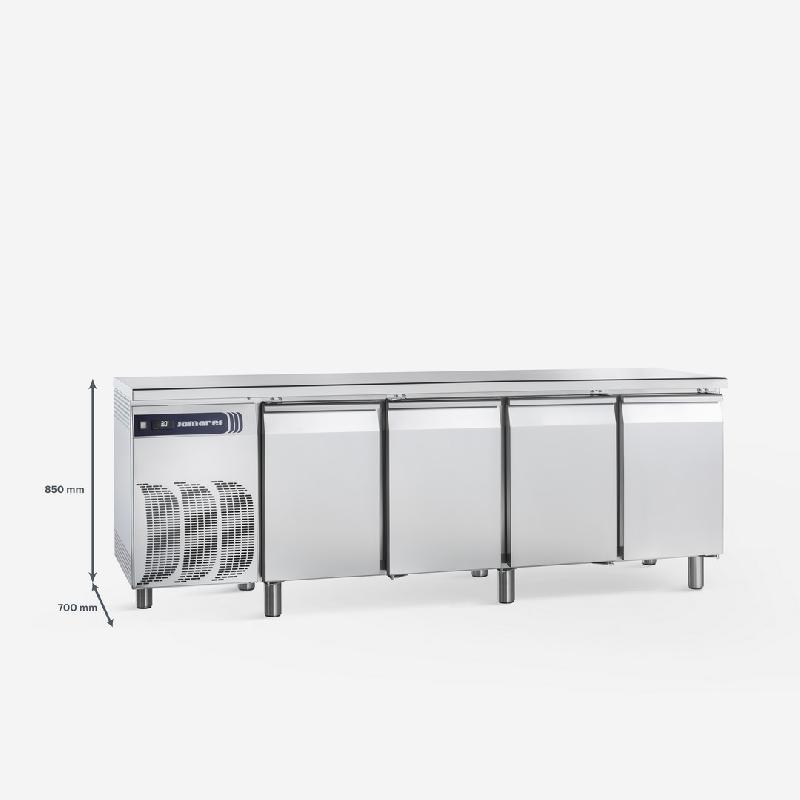 Table réfrigérée Positive 4 Portes avec Plan de travail gamme gastronorm 0/+8°c - 568 l - TG4 P Pl TN_0