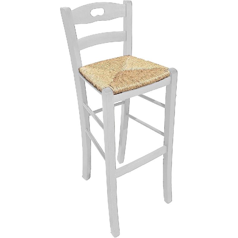 Tabouret de bar Giaquinto avec assise en paille, blanc - blanc 8033003300015_0