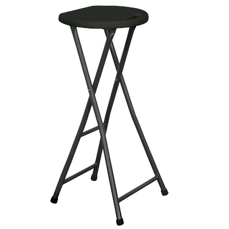 Tabouret haut pliant noir - structure acier époxy - assise PEHD - 70 cm - usage intérieur/extérieur_0