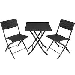 Tectake Salon de jardin TREVI 2 personnes - noir - 403196 - noir multi-matériau 403196_0