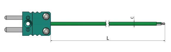 Thermocouple filaire Téflon méplat (PFA/PFA) avec sortie connecteur - TC11 - Type K, J, T - Température jusqu'à 650°C_0