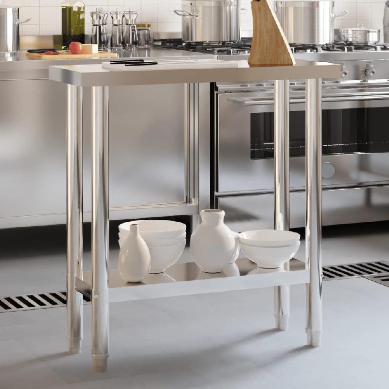 Vidaxl table de travail de cuisine 82,5x30x85 cm acier inoxydable 376451_0