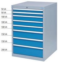 Armoire d'atelier à tiroirs T 736 - 705 x 736 x 1019 mm - 8 tiroirs - Charge jusqu'à 100 kg_0