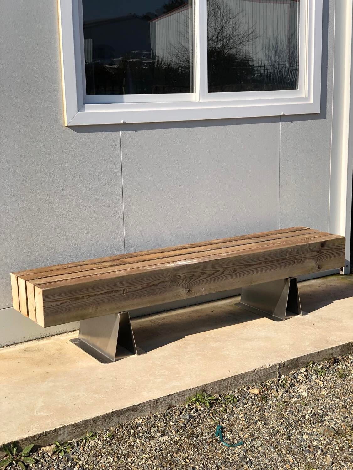 Banc en acier inoxydable & Bois Classe IV - Référence MUB16_0