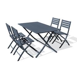 CITY Garden Ensemble repas de jardin 4 places en aluminium gris anthracite - MARIUS - gris aluminium MARIUS-TB140-AN+4CP_0