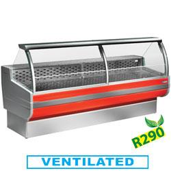 Comptoir vitrine réfrigérés vitre bombée ventilé avec réserve cr250/b1-vv/r2_0