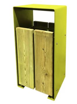 Corbeille publique Taulo 60 L - Lames en pin traité autoclave - Structure en acier peint - Vidage par basculement_0