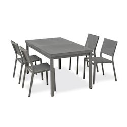 DCB GARDEN Ensemble repas de jardin 4 places en aluminium - DANIA - gris aluminium DANIA-TB210SN+4CH_0