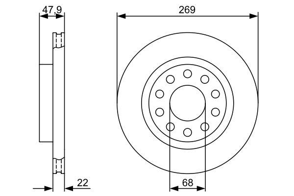 Disque de frein Bosch 0986479366 - ventilé, arrière, boîte de 2 disques, 10 trous_0
