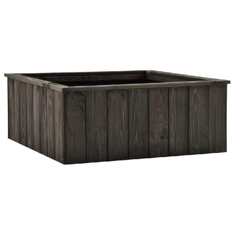 Jardinière lit surélevé en bois de pin massif gris foncé - 74 x 77 x 30 cm - pour plantes, fleurs et jardin - Réf : 02_0001267_0