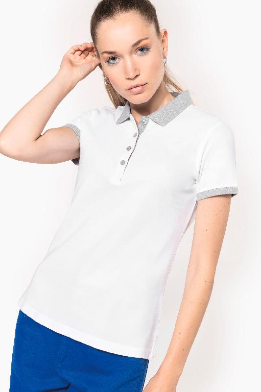 Polo piqué bicolore femme - Kariban - Réf: K259 - 100% coton piqué pré-rétréci - 180 g/m²_0