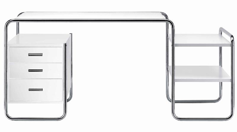 S 285 / BUREAU MARCEL BREUER L164 CM 1 CAISSON + 2 TABLETTES BLANC_0