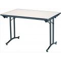 Table pliante Toscani - plateau mélaminé blanc - 120 x 80 cm - empilable et robuste_0