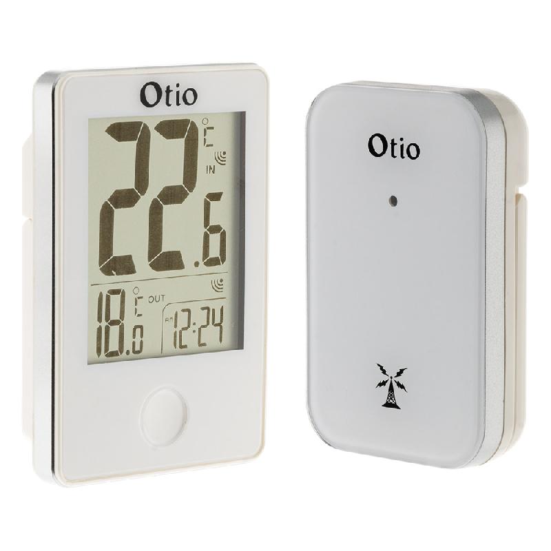 Thermomètre intérieur/extérieur sans fil Blanc - Otio avec écran LCD et mémorisation des températures min/max_0