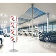 2014 A4 x 4 - Porte-visuel de comptoir - Afix Diffusion - aluminium hauteur 175 cm, base ronde métal laqué, cadre à clapets_0